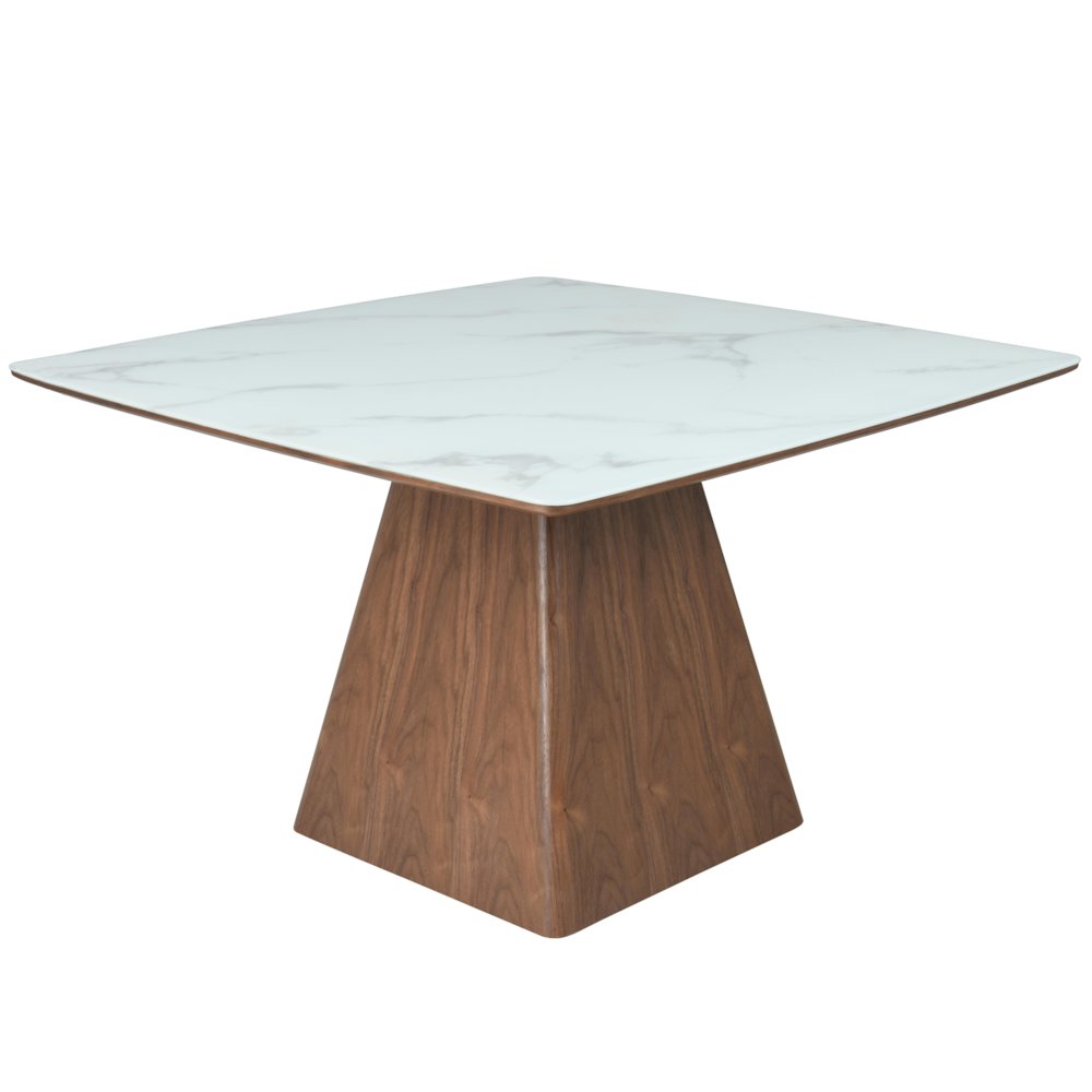 5-Piece Dining Set with Square Dining Table in Dark Walnut/Light Taupe