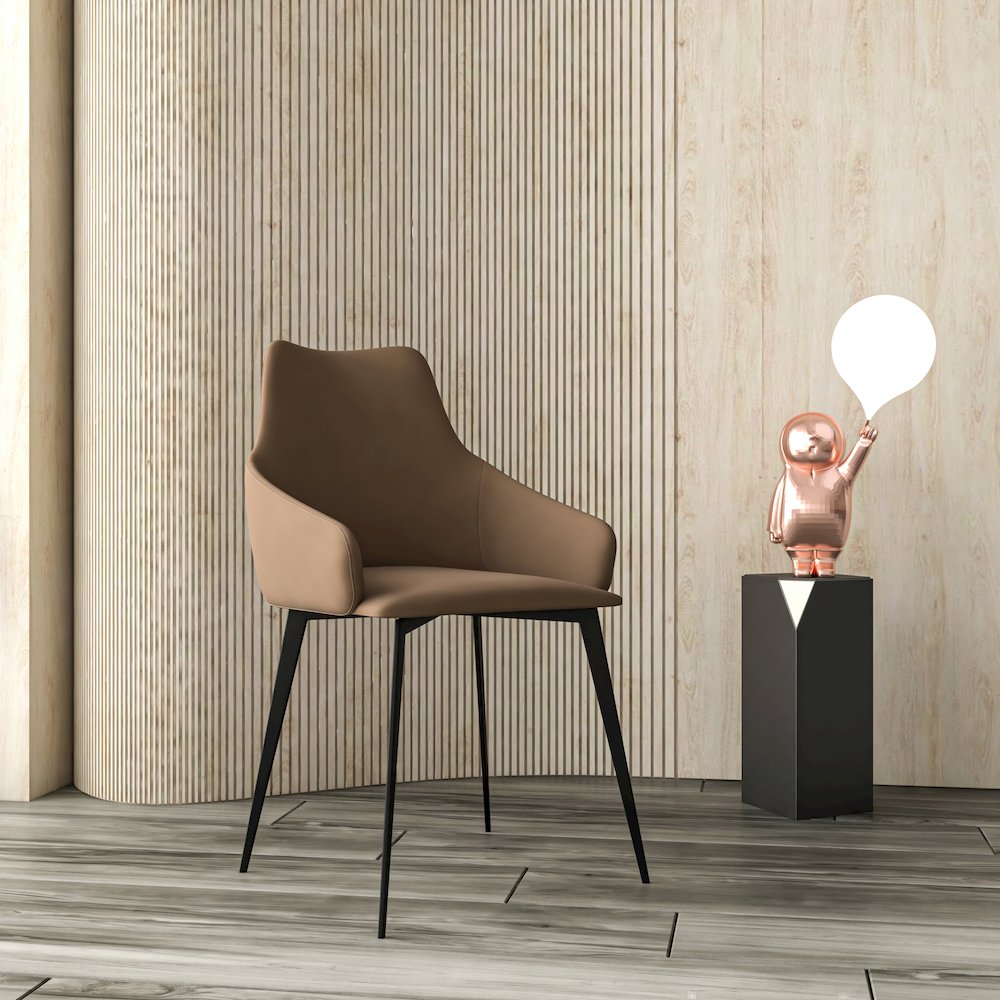 Sonnet Series Modern Dining Chair in Light Brown Fabric - Set of 2