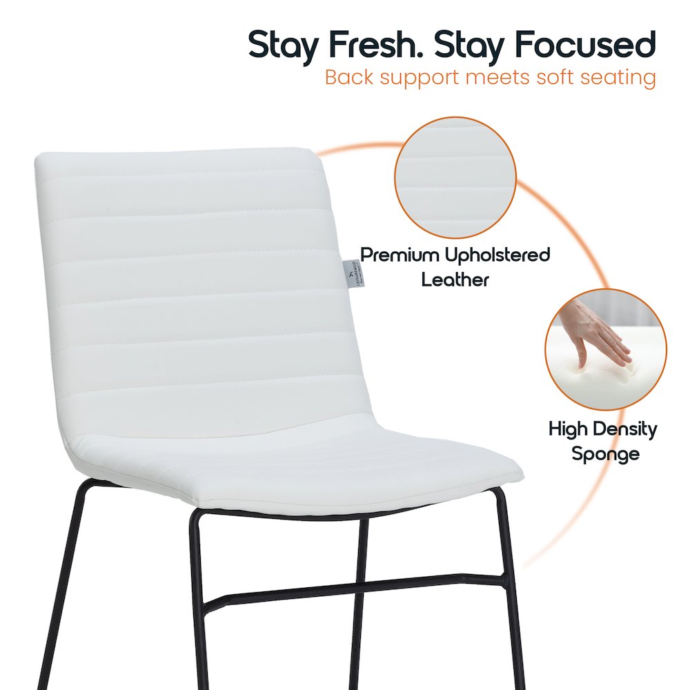 Zylar Series Office Guest Chair in White Leather