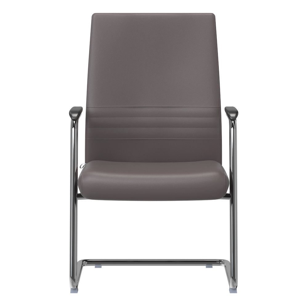 Aleen Series Guest Office Chair In Grey Leather