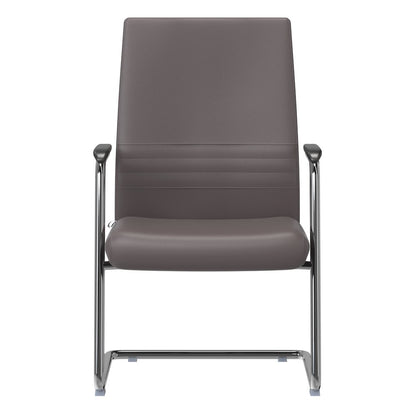 Aleen Series Guest Office Chair In Grey Leather