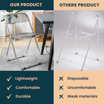 Lawrence Acrylic Folding Chair With Metal Frame, Set of 4