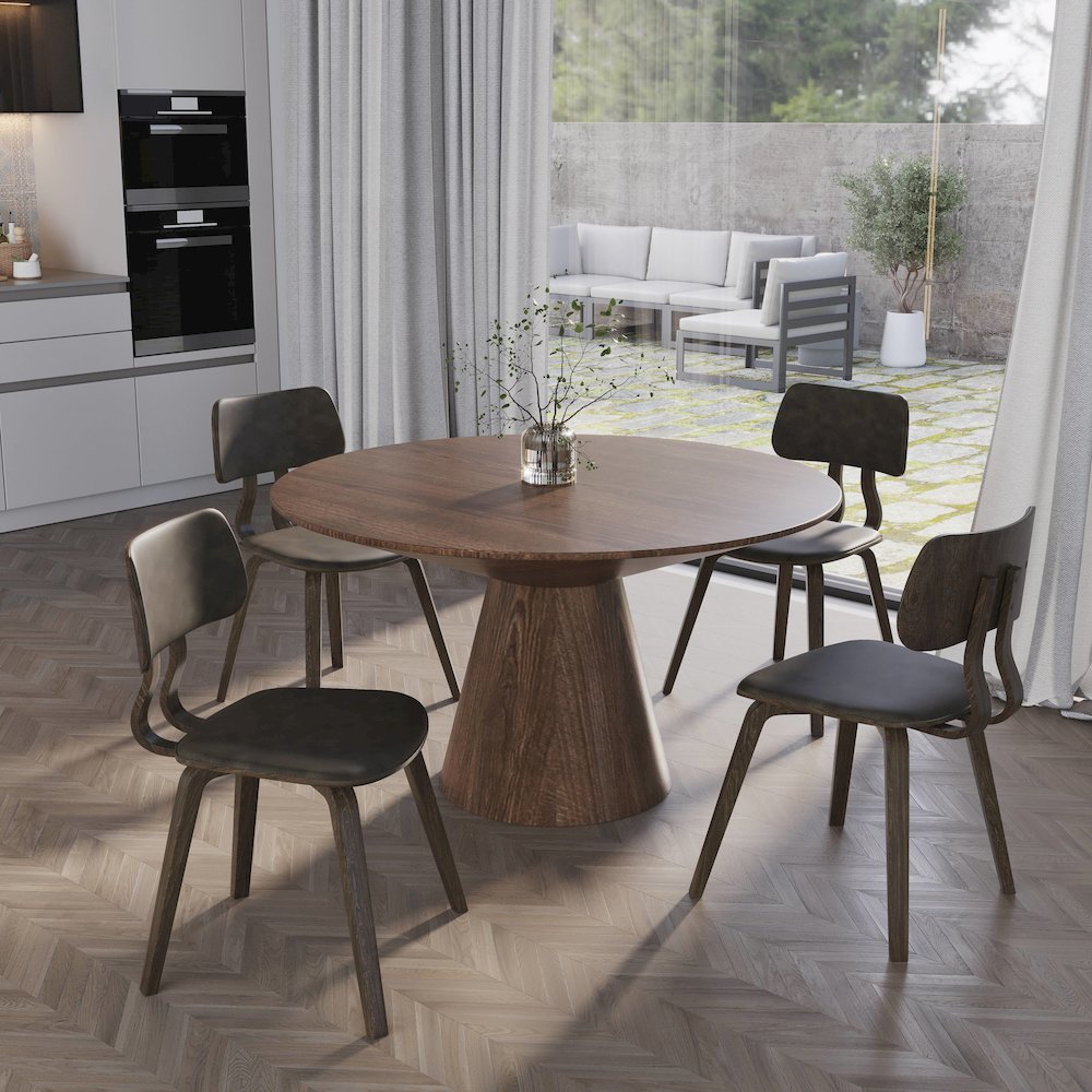 5-Piece Dining Set in Dark Walnut/Brown