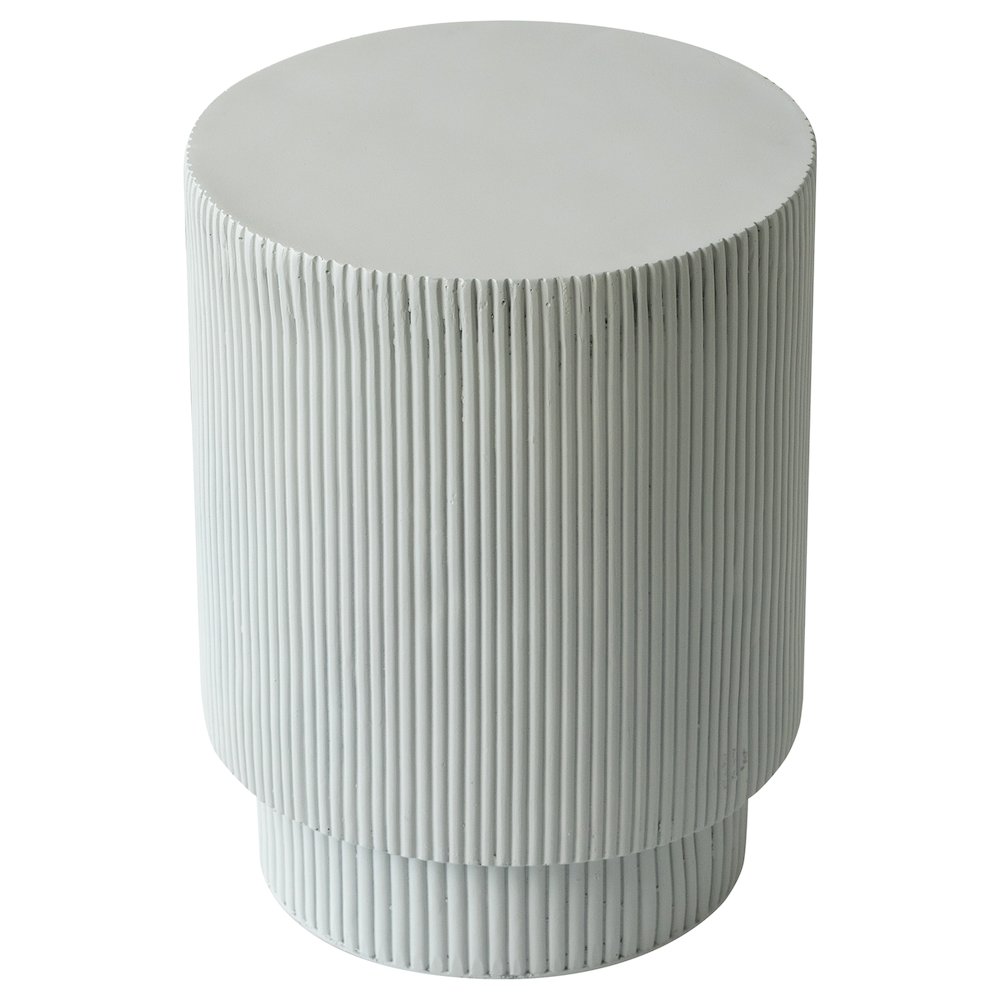 Eden Collection Fiberglass Outdoor Side Table in Light Grey