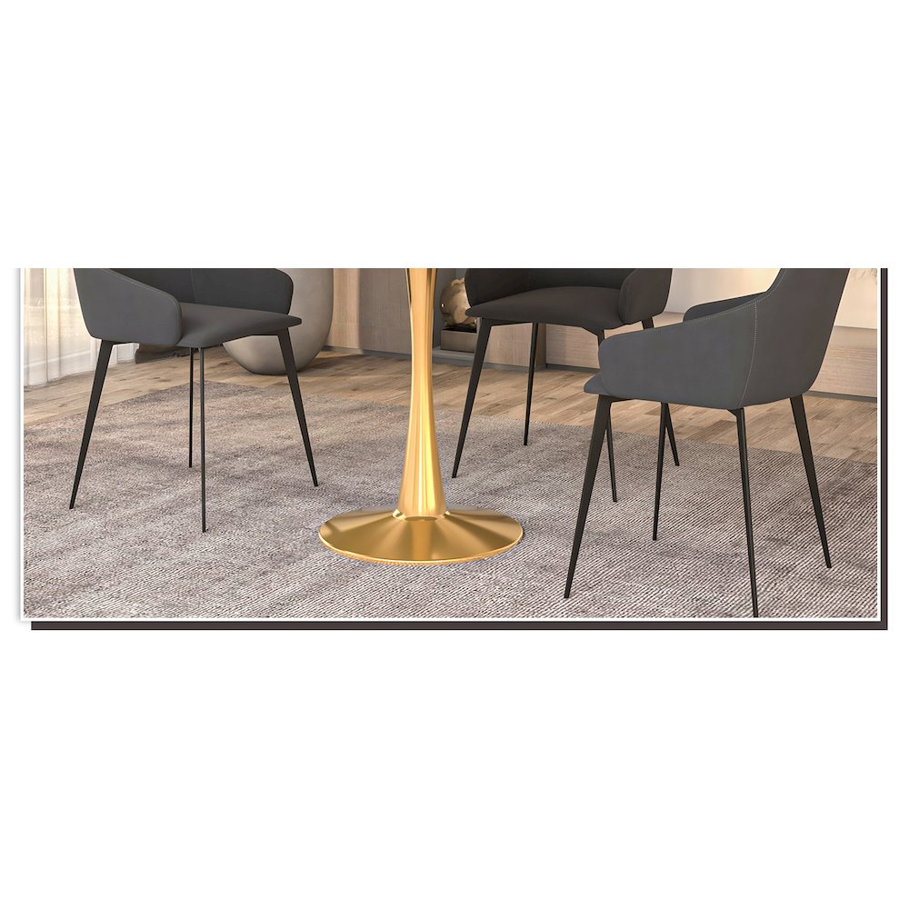 Bristol 31" round dining table Gold base with marbled MDF top