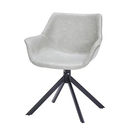 Markley Modern Leather Dining Swival Arm Chair in Light Grey