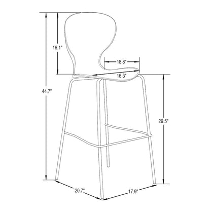 Oyster Acrylic Barstool with Steel Frame in Chrome Finish Set of 2 in Smoke