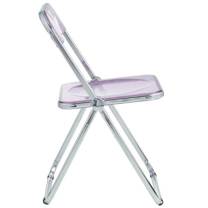 Lawrence Acrylic Folding Chair With Metal Frame, Set of 2