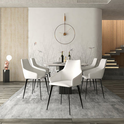 Sonnet Series Modern Dining Chair in Coconut White Fabric - Set of 2