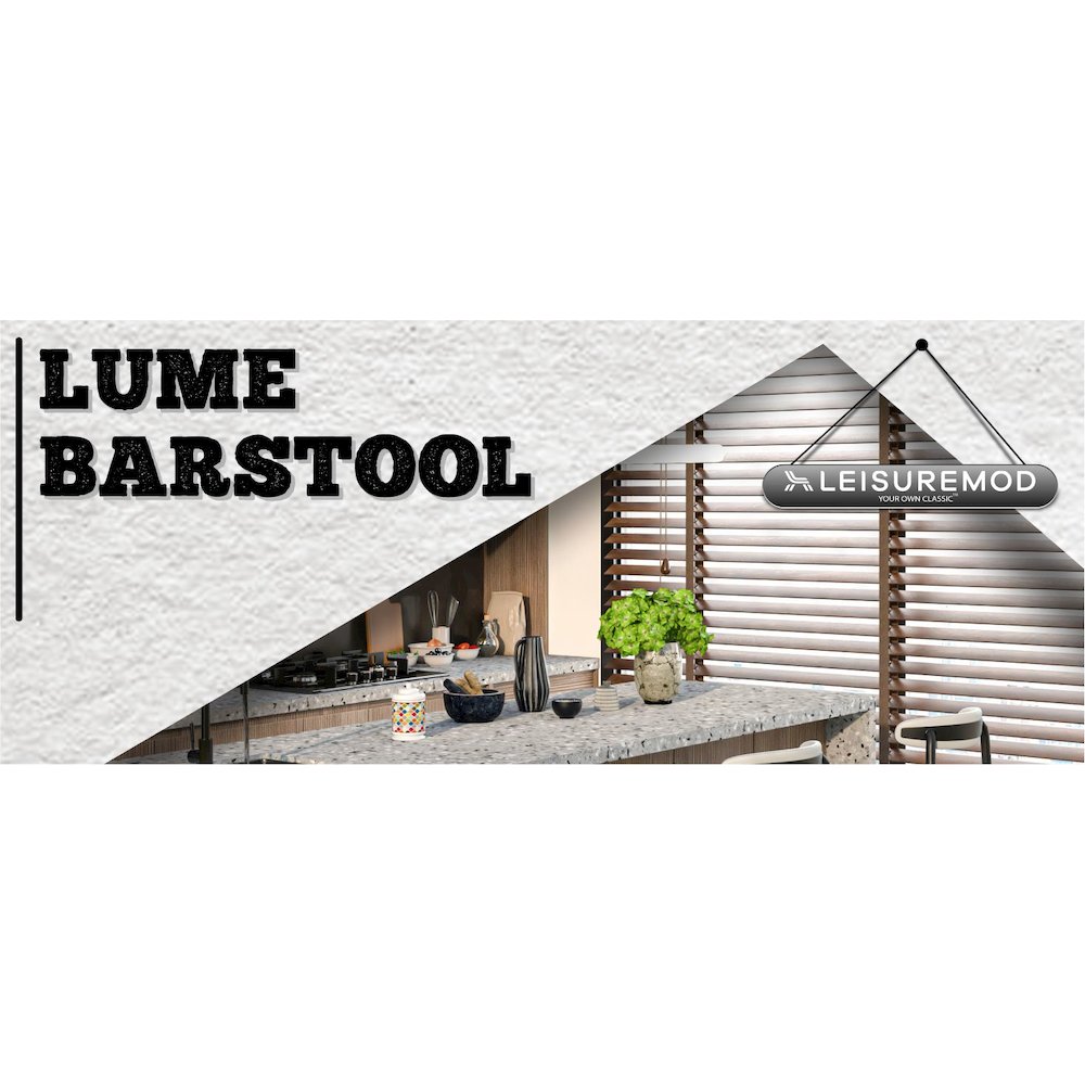 Lume Collection Modern Bar Stool in White