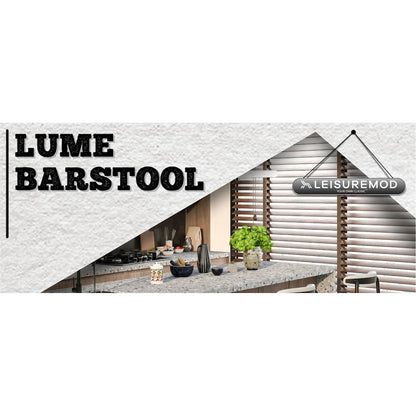 Lume Collection Modern Bar Stool in White