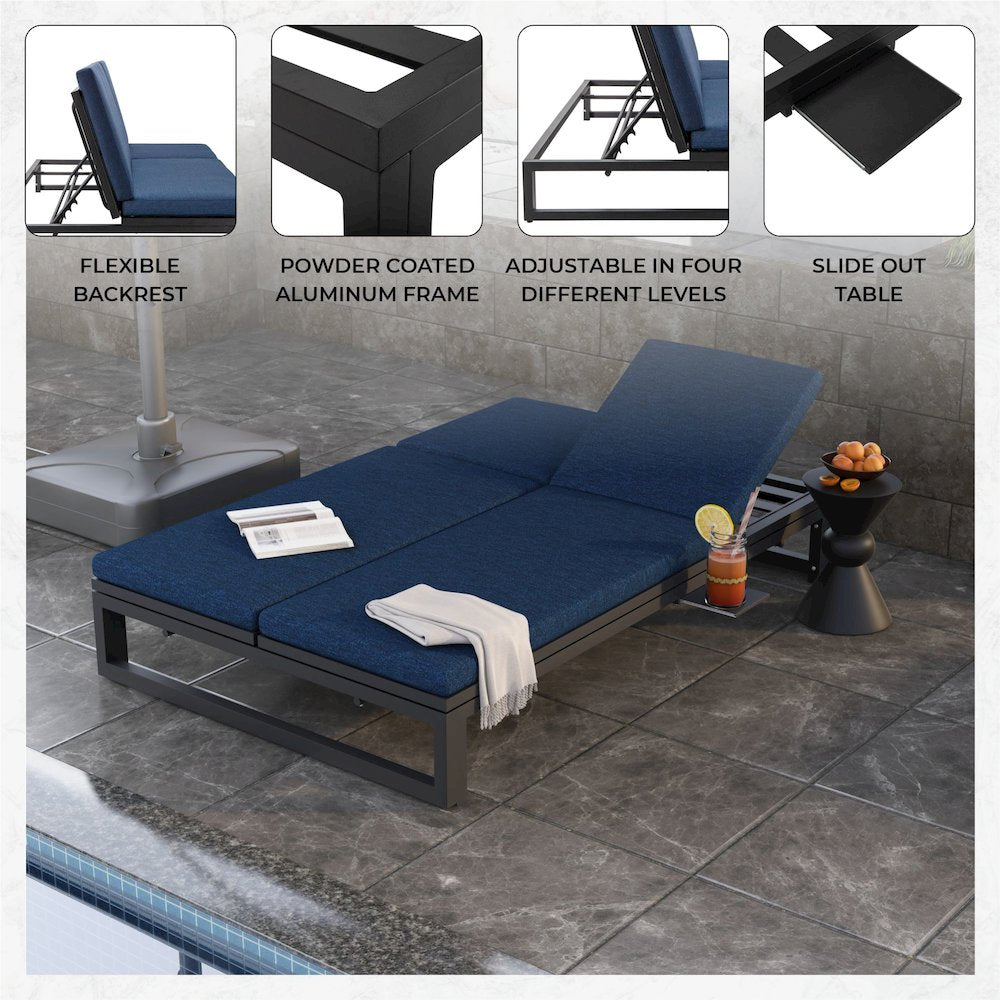 Chelsea Convertible Lounge Reclining Double Chaise With Cushions