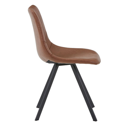 Markley Modern Leather Dining Chair With Metal Legs