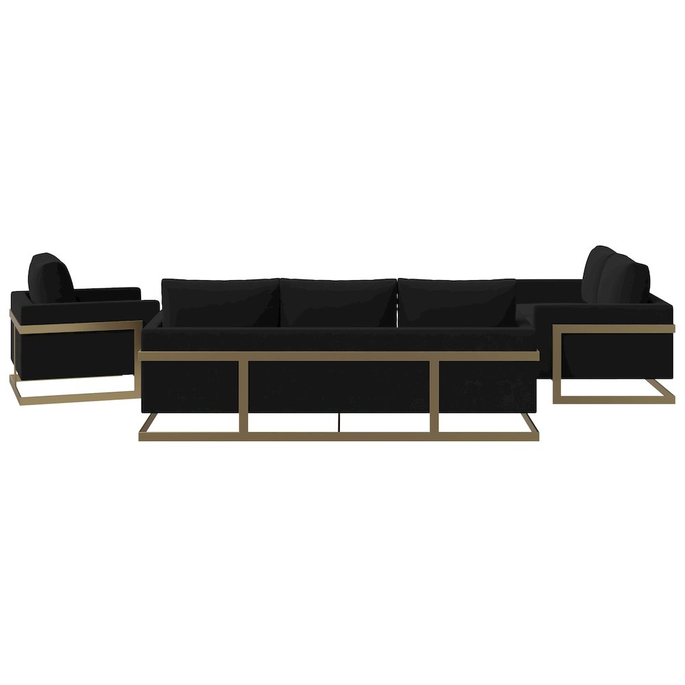 Lincoln 3-Piece Velvet Living Room Sofa Set With Gold Frame