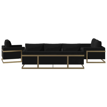 Lincoln 3-Piece Velvet Living Room Sofa Set With Gold Frame