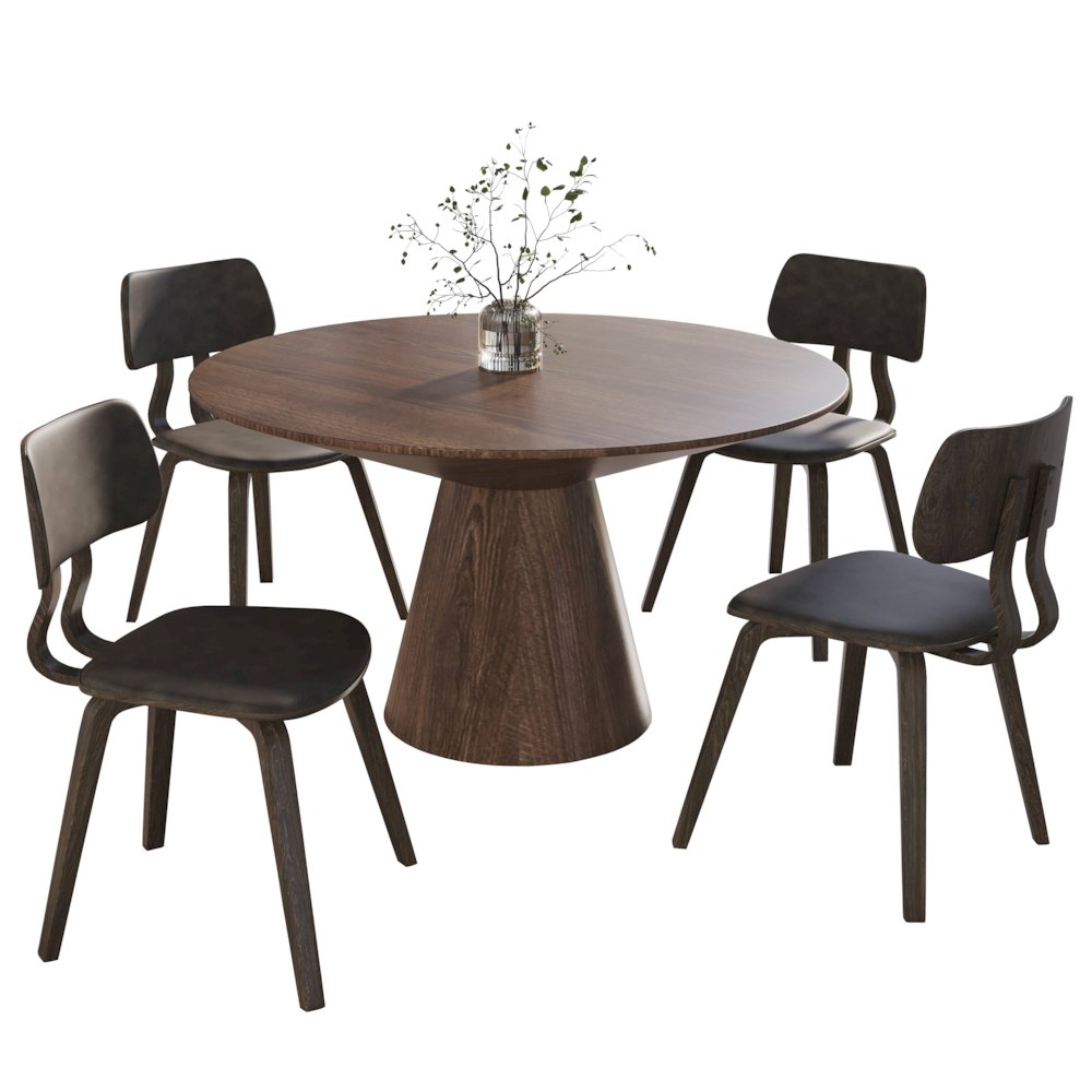 5-Piece Dining Set in Dark Walnut/Brown