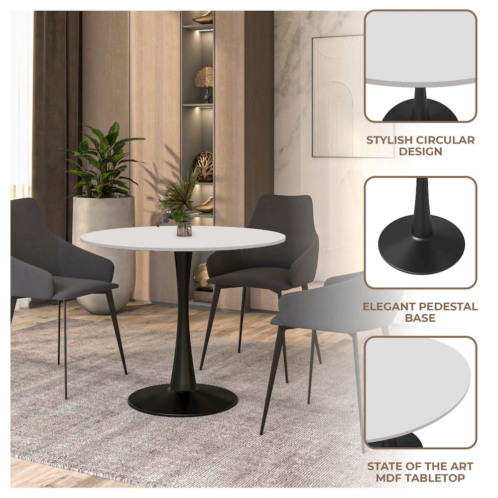Bristol Mid-Century Modern Round Dining Table
