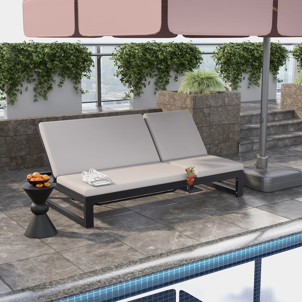 Chelsea Convertible Lounge Reclining Double Chaise With Cushions