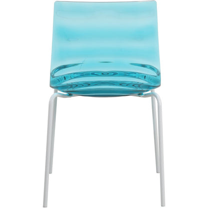 Astor Water Ripple Design Dining Chair in White Base Trans Blue Seat Set of 2