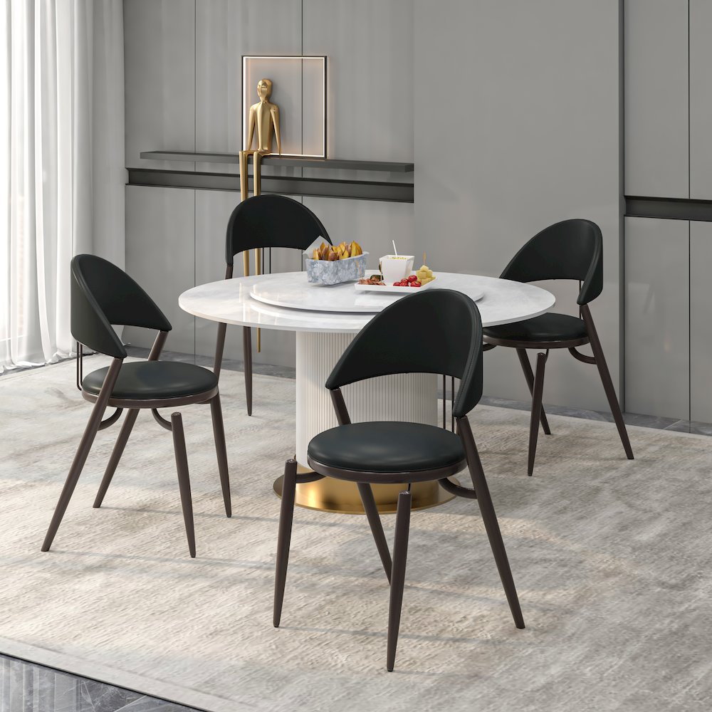 Venice Collection Modern Dining Chair In Black set of 2 in Black