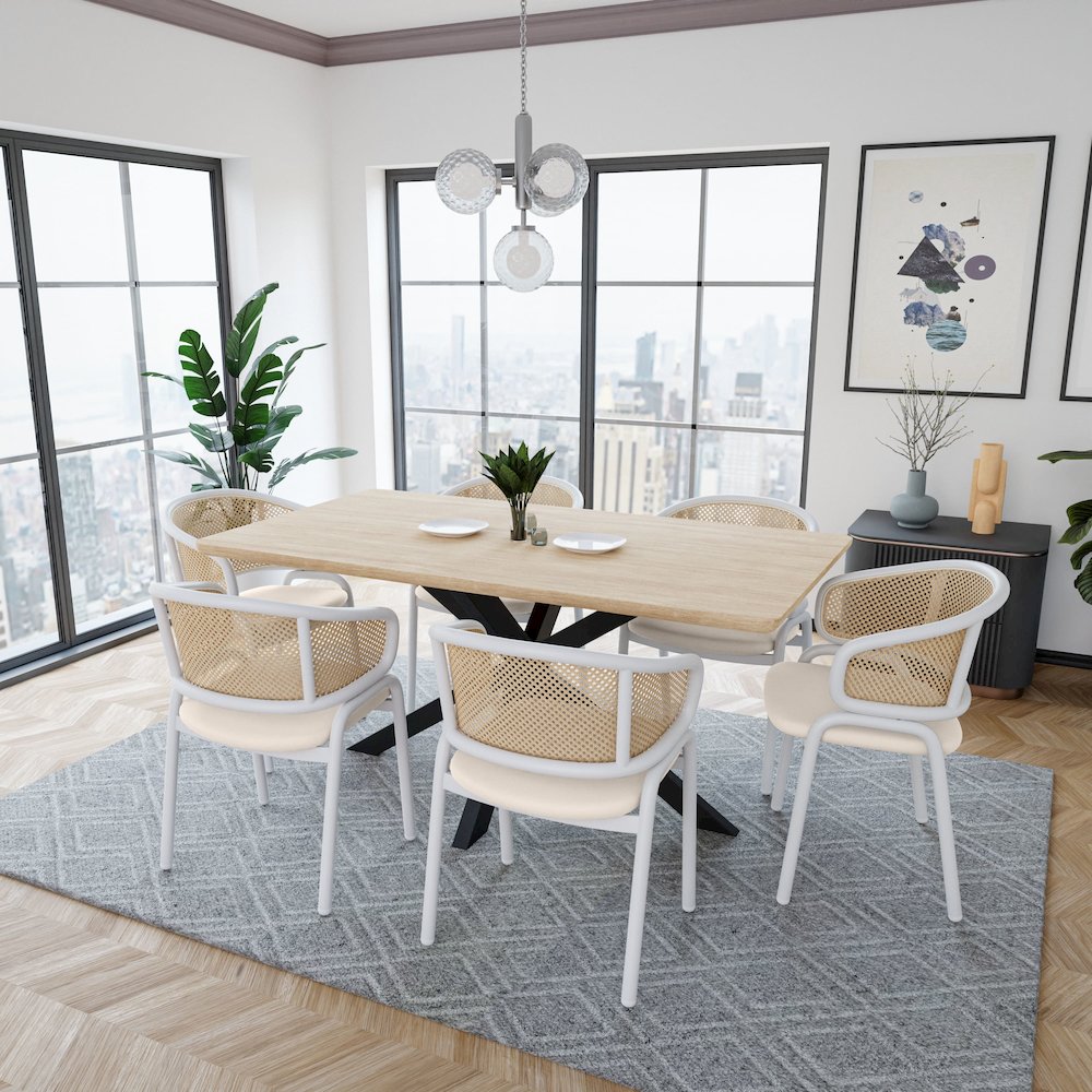 Ervilla - Dining Chair - White frame in White Leather Set of 4