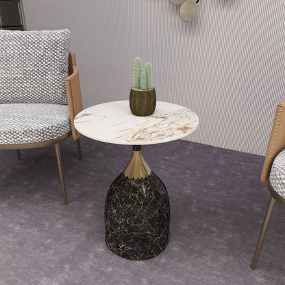 Oslo Collection Modern End Table In Marbled Brown