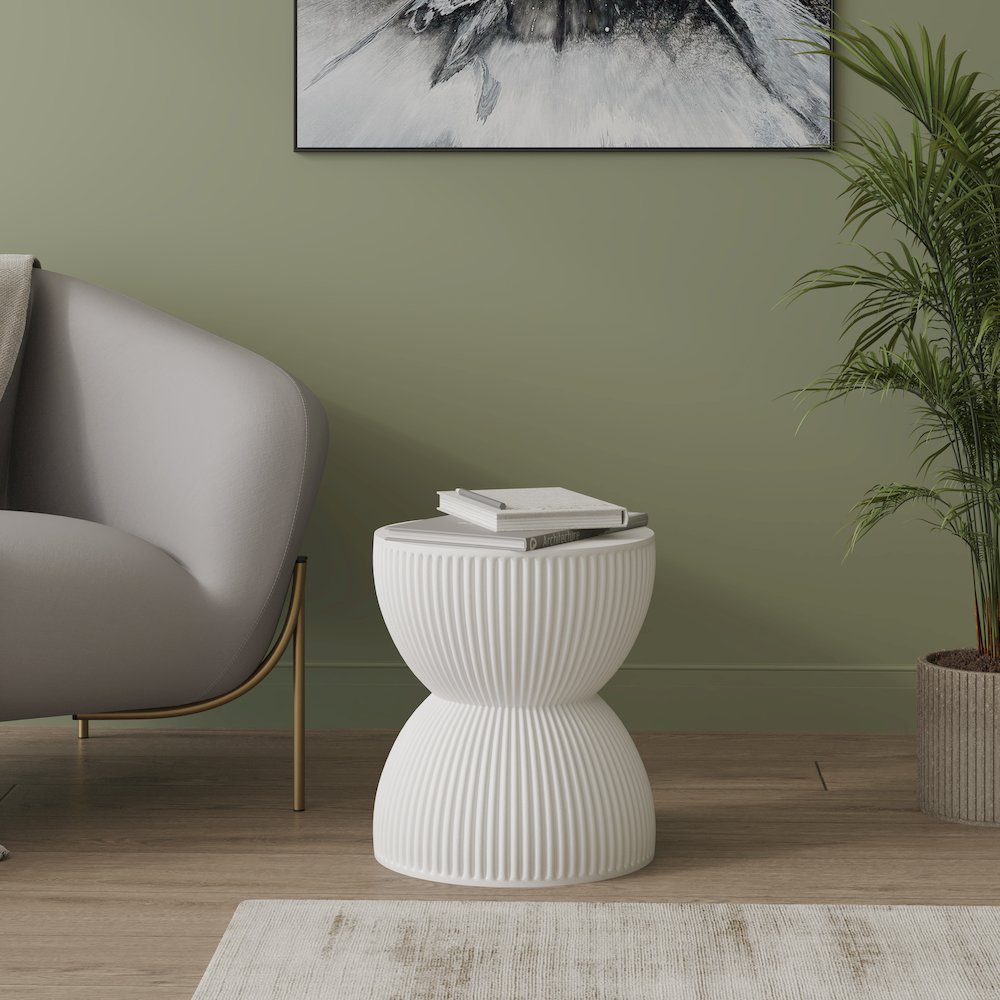 Modern Side End Table Spire Series In White