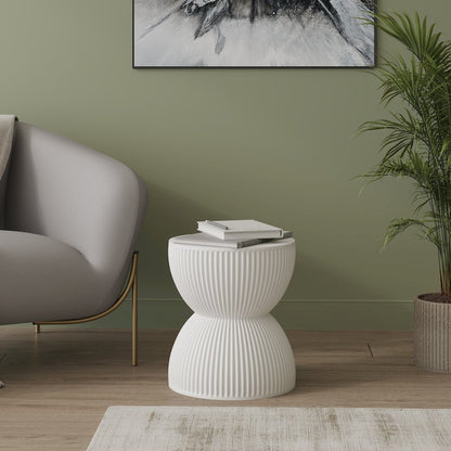 Modern Side End Table Spire Series In White