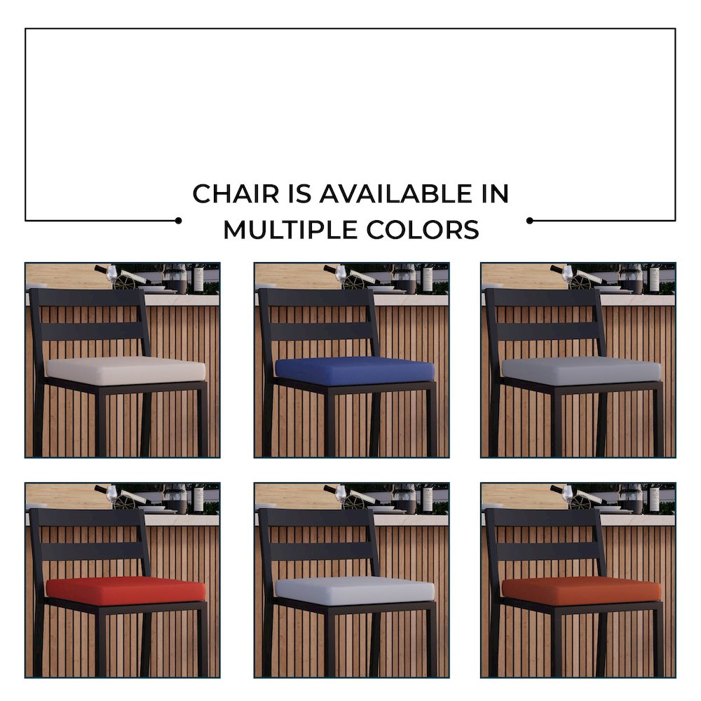 Chelsea Collection Aluminum Outdoor Dining Set in black with Beige Cushions
