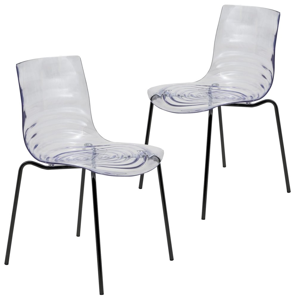 Astor Modern Dinin Chair, Single Chair, Black Base with Clear Seat Set of 2