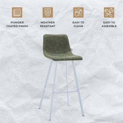 Elland - Bar stool - Olive Green- White Base Set of 2