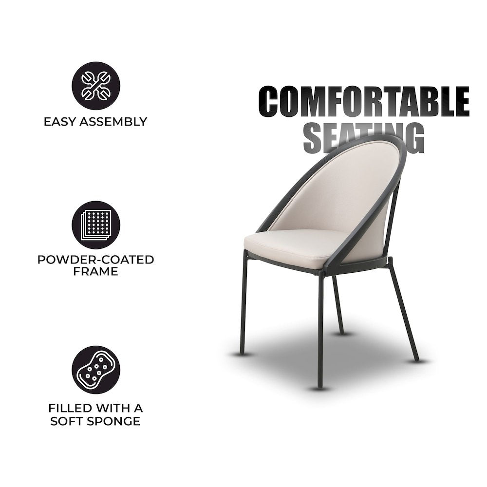 Urbane Collection Modern Dining Chair in Light Grey - Set of 2