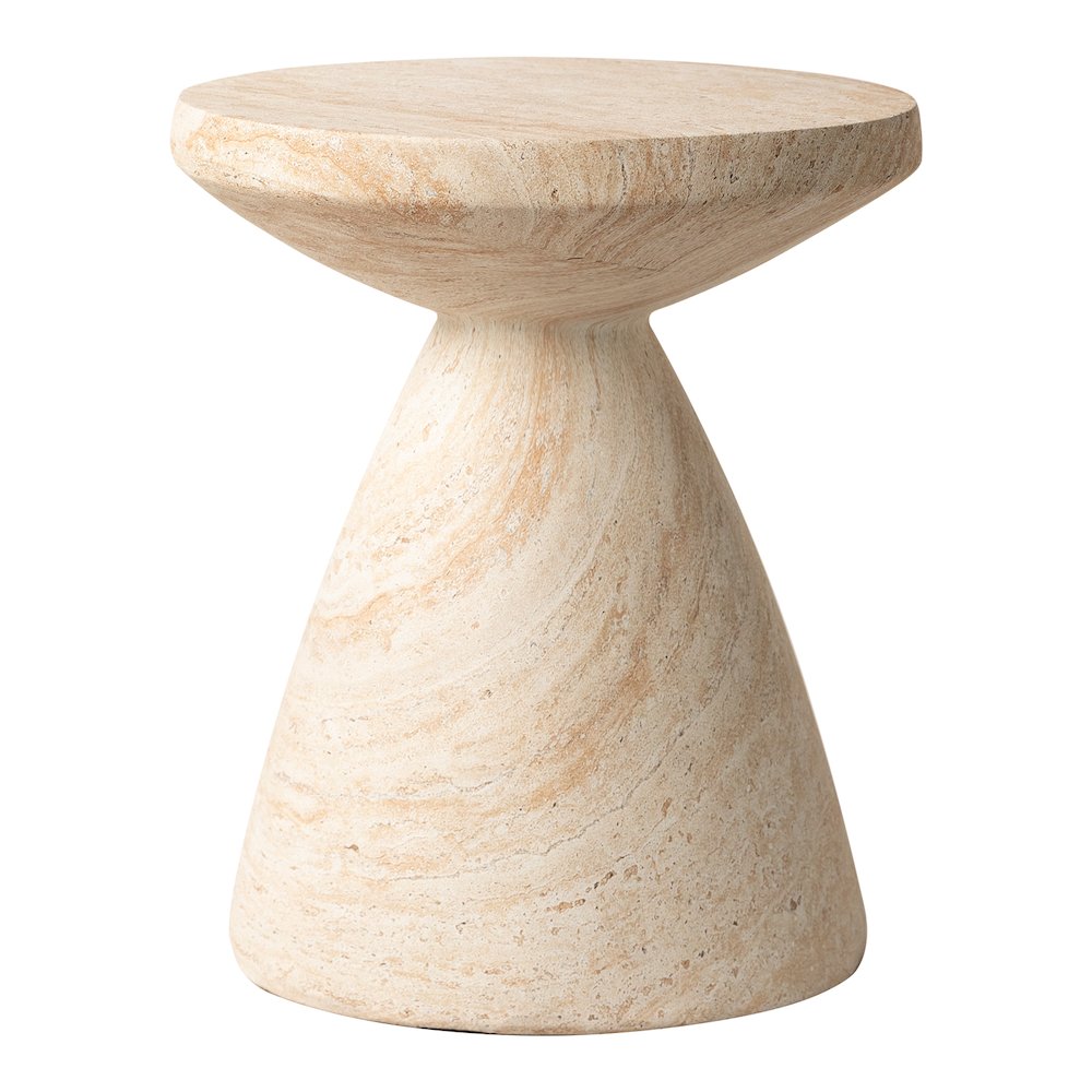 Dune Collection Fiberglass Outdoor Side Table in Travertine