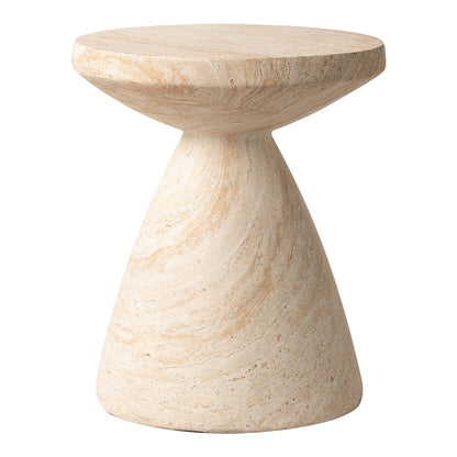Dune Collection Fiberglass Outdoor Side Table in Travertine