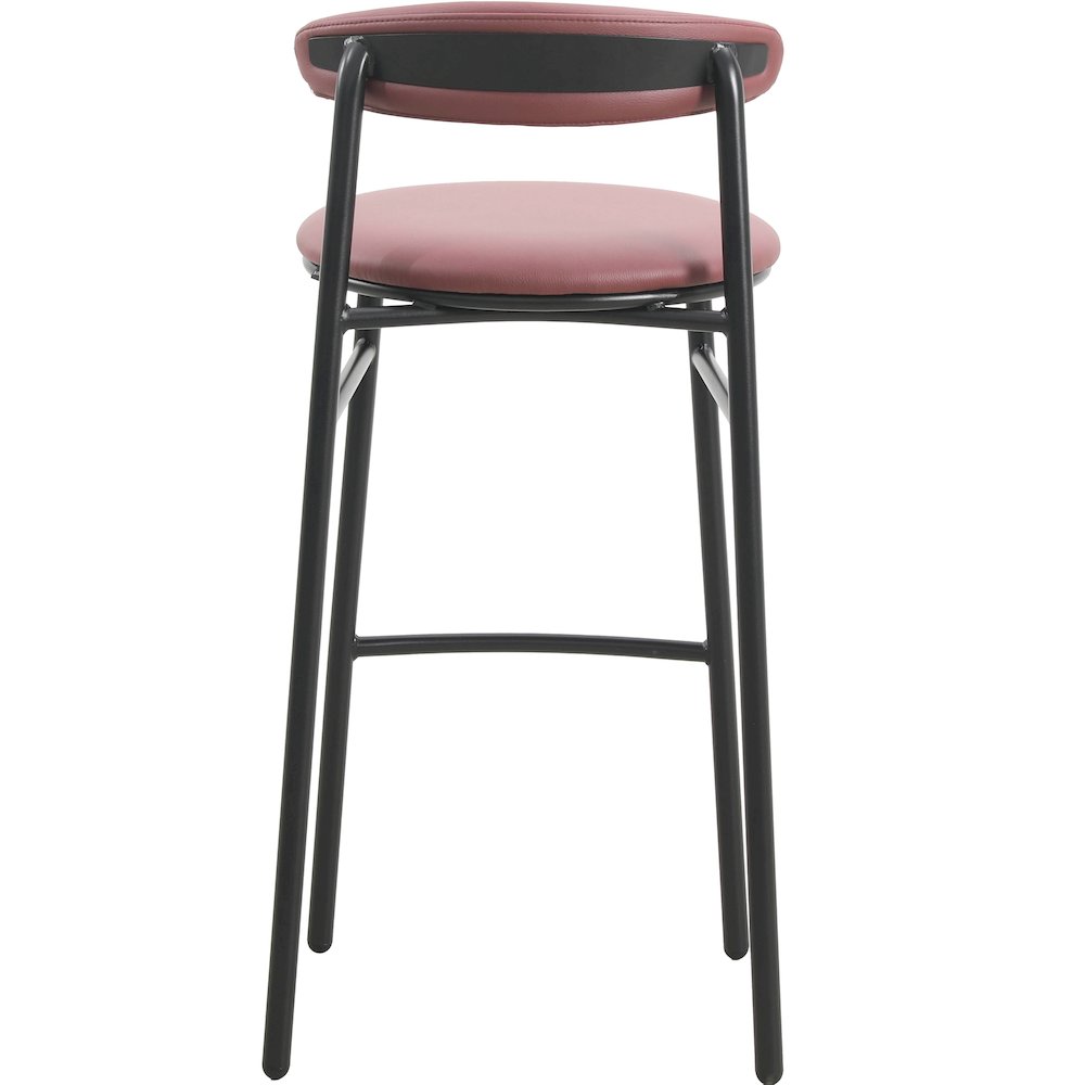 Lume Collection Modern Bar Stool in Burgundy Set of 2
