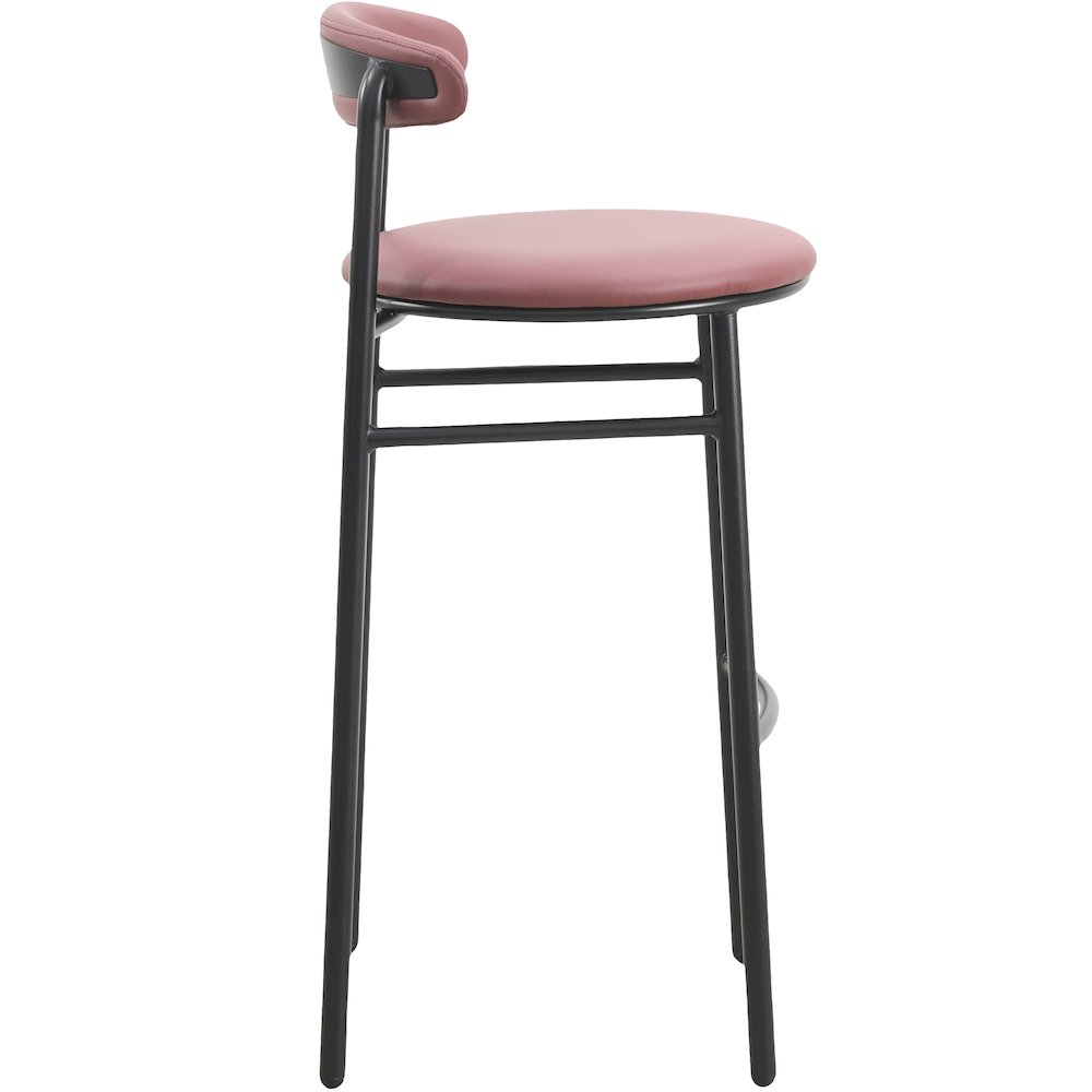 Lume Collection Modern Bar Stool in Burgundy Set of 2