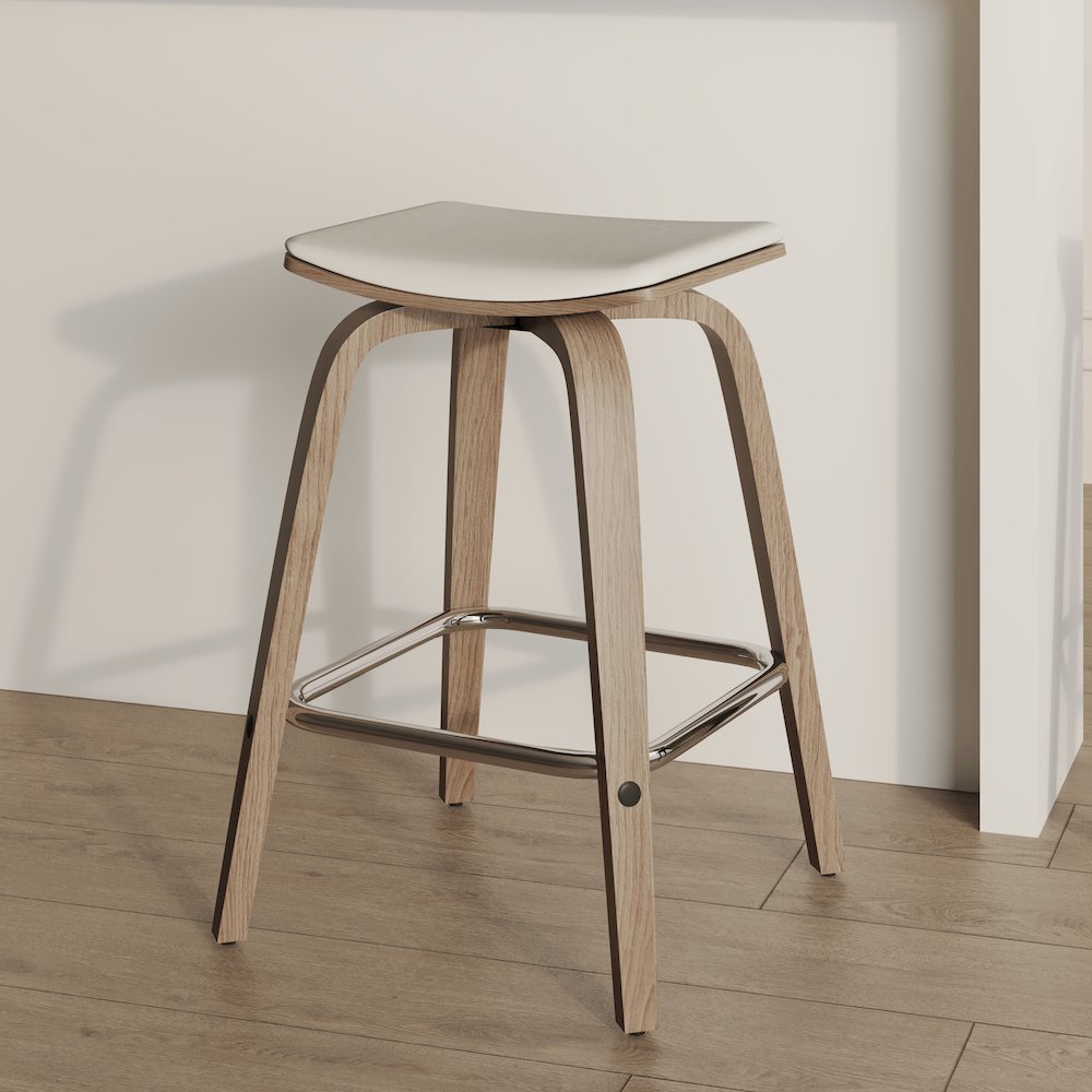 Wooden Counter Stool in Light Grey