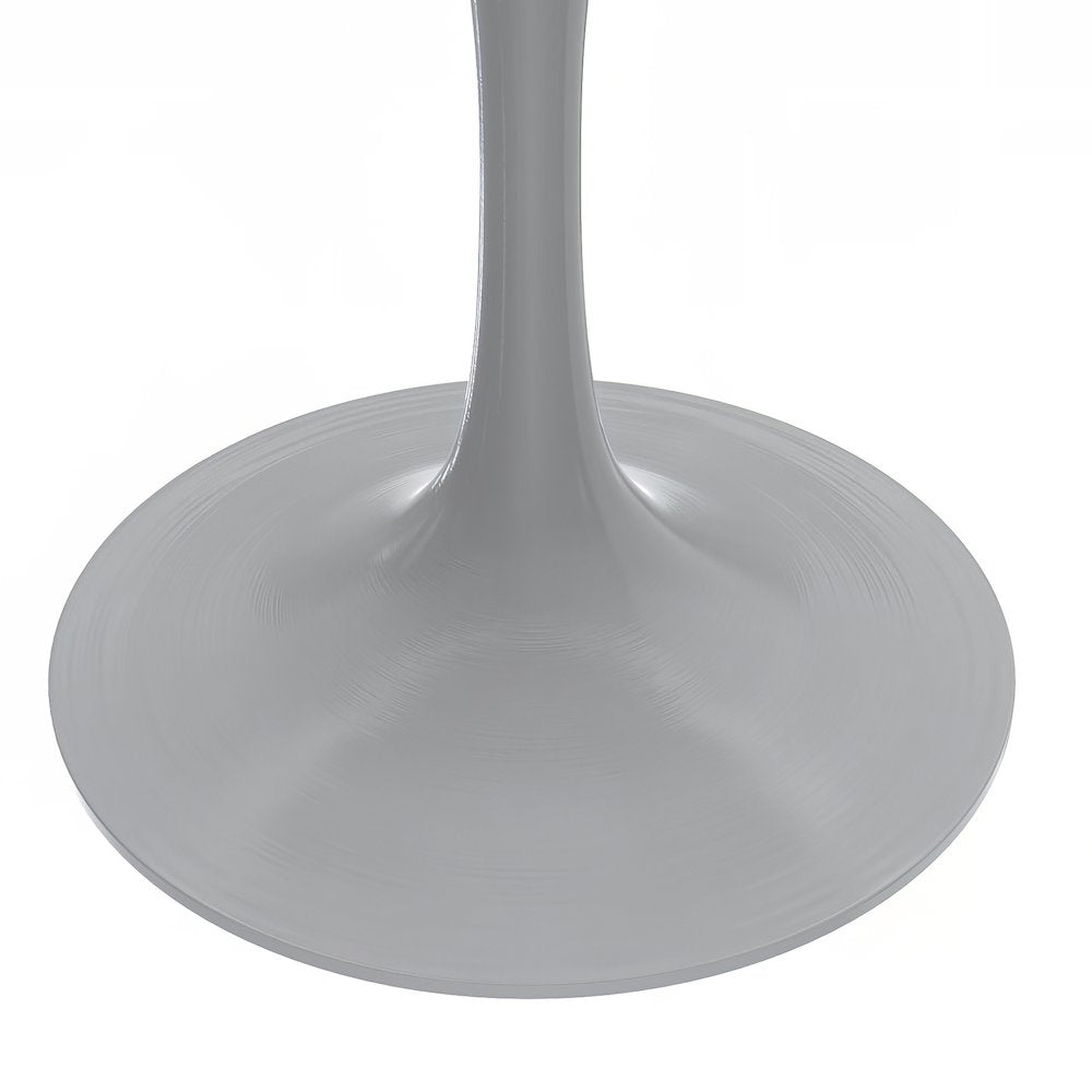 Verve Collection 36 Round Dining Table, White Base with Cognac Brown MDF Top