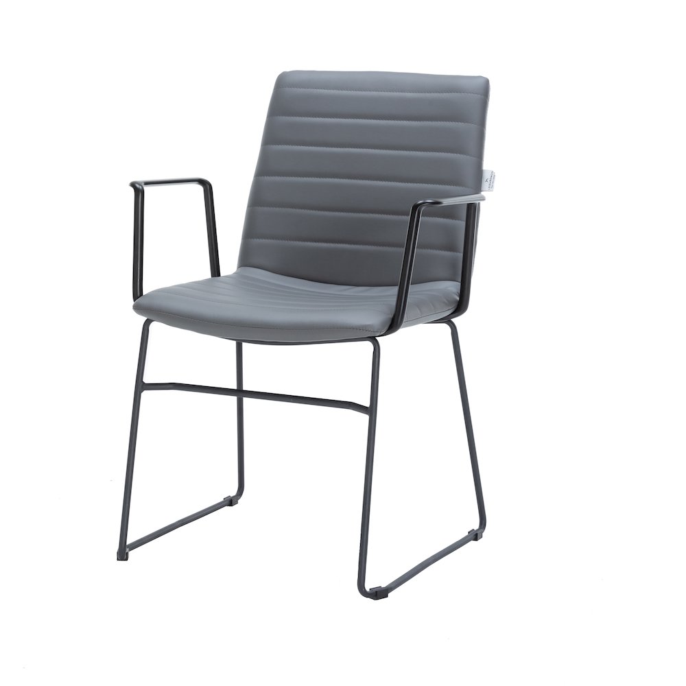 Zylar Series Office Guest Arm Chair in Grey Leather