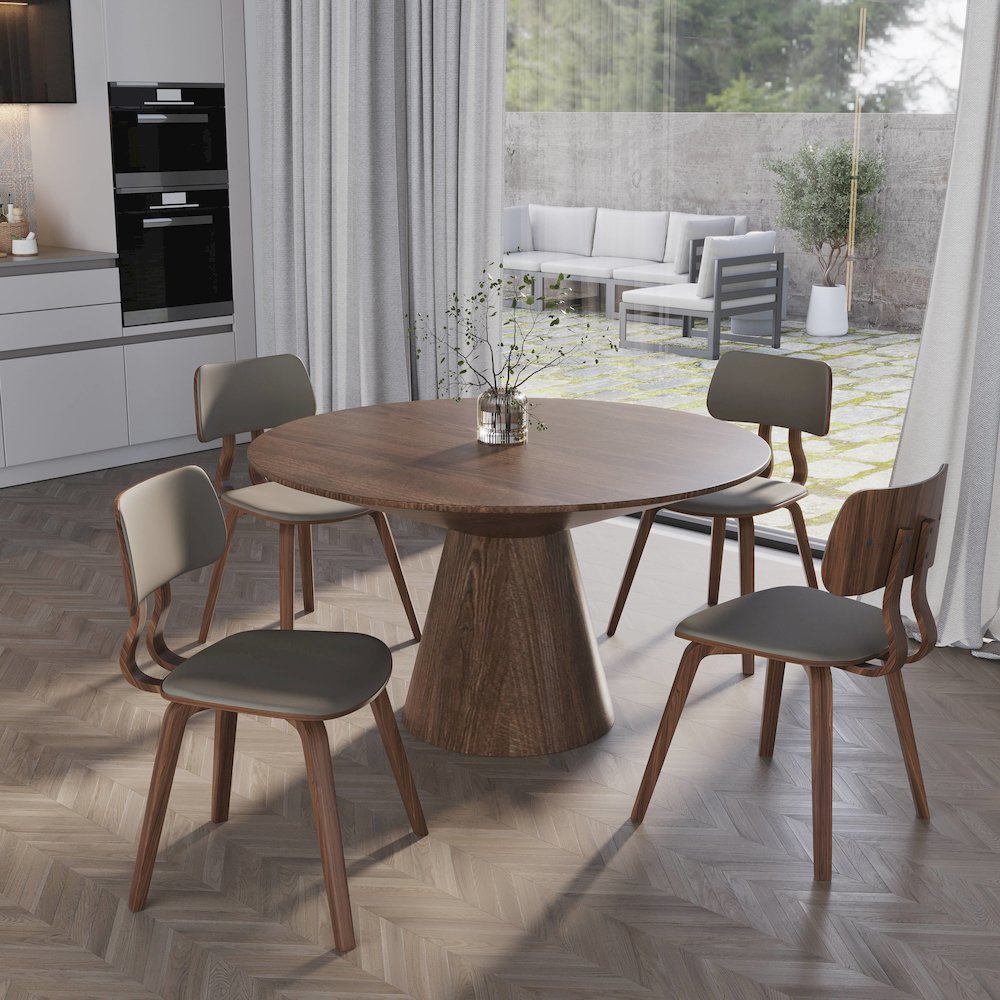 5-Piece Dining Set in Walnut/Light Grey