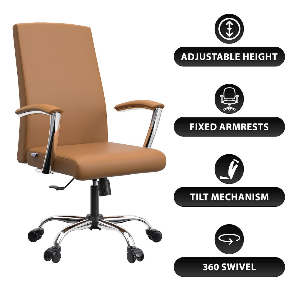 Evander Series Office Chair in Acorn Brown Leather