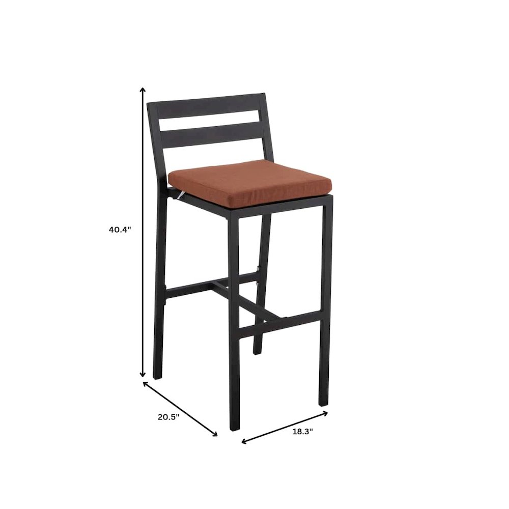 Chelsea Collection Modern Aluminum Outdoor Chair in black with Orange Cushions