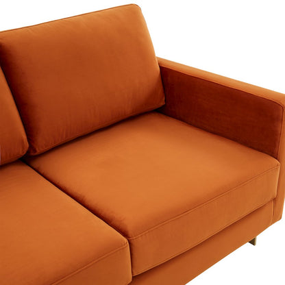 Lincoln Modern Mid-Century Upholstered Velvet Loveseat with Gold Frame