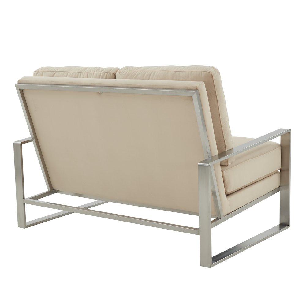 Jefferson Contemporary Modern Velvet Loveseat With Silver Frame