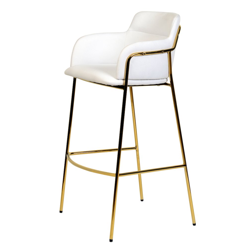 Axis Collection Modern Gold Bar height Chair in White