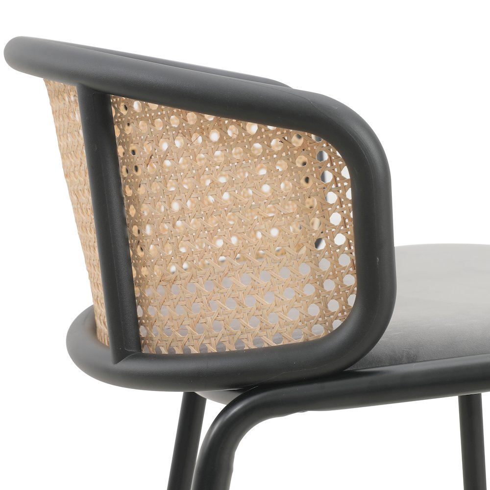 Ervilla Mid-Century Modern Wicker Bar Stool in Grey