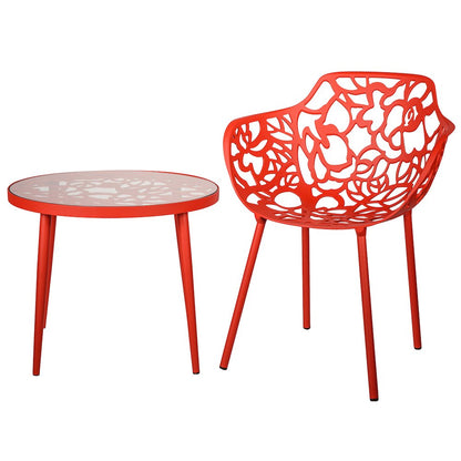 Devon Tree Design Glass Top Aluminum Base Indoor Outdoor End Table