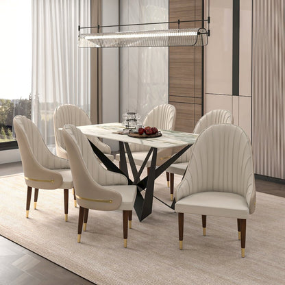 Elara Collection Wooden Dining Chair in Cream Set of 2