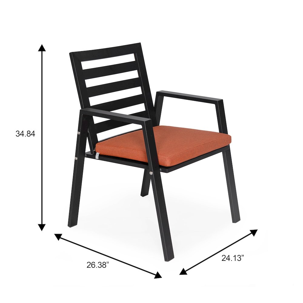 Chelsea 7-Piece Patio Dining Set 78-118" Wide Dining Armchair in Orange