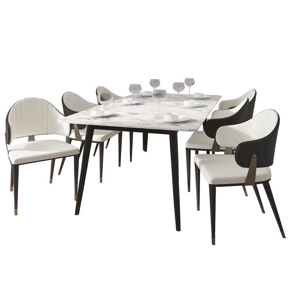 Zayle 7-Piece Dining Set with 55" Rectangular Dining Table in Black